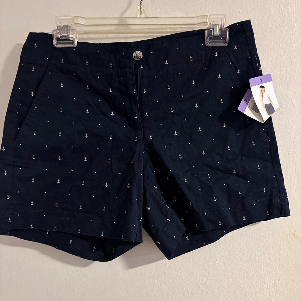 NWT Nautica Navy Anchor Print Shorts Women’s Size 4 Coastal Preppy
(1011)